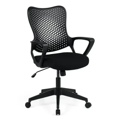 Ergonomická kancelářská židle s prodyšným síťovaným opěradlem, výškově nastavitelná otočná židle, černá