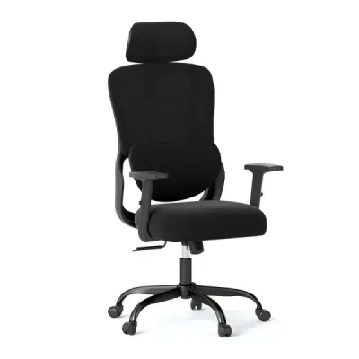 Ergonomická kancelářská židle s nastavitelnou opěrkou hlavy a bederní opěrkou Kancelářská židle Černá