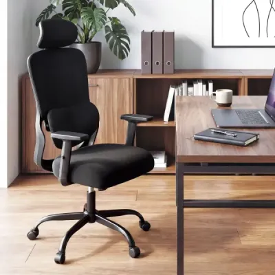 Ergonomická kancelářská židle s nastavitelnou opěrkou hlavy a bederní opěrkou Kancelářská židle Černá