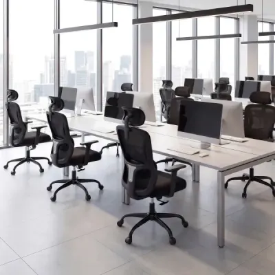 Ergonomická kancelářská židle s nastavitelnou opěrkou hlavy a bederní opěrkou Kancelářská židle Černá