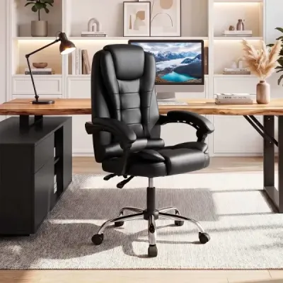 Ergonomická manažerská židle s kolečky, nastavitelná výška sedáku, opěradlo a polstrované područky, černá