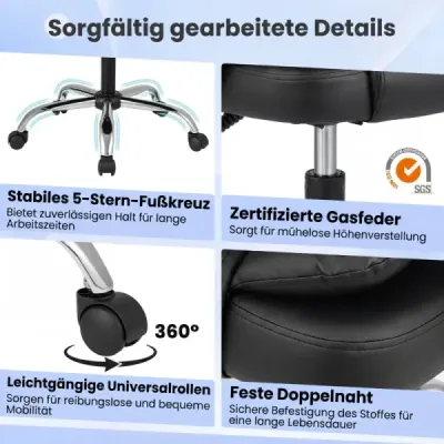 Ergonomická manažerská židle s kolečky, nastavitelná výška sedáku, opěradlo a polstrované područky, černá