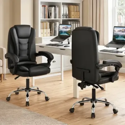 Ergonomická manažerská židle s kolečky, nastavitelná výška sedáku, opěradlo a polstrované područky, černá