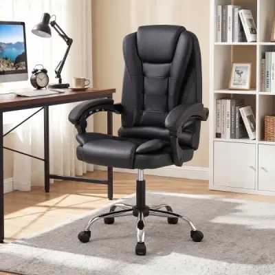 Ergonomická manažerská židle s kolečky, nastavitelná výška sedáku, opěradlo a polstrované područky, černá