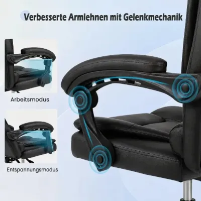 Ergonomická manažerská židle s kolečky, nastavitelná výška sedáku, opěradlo a polstrované područky, černá