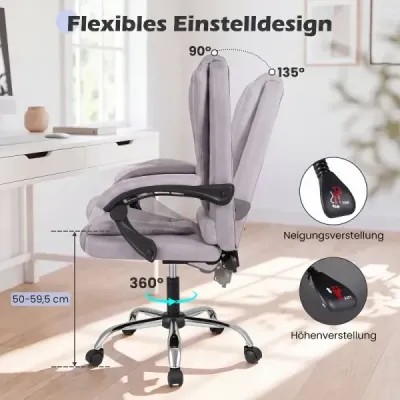 Ergonomická manažerská židle s kolečky, nastavitelná výška sedáku, opěradlo a polstrované područky, šedá