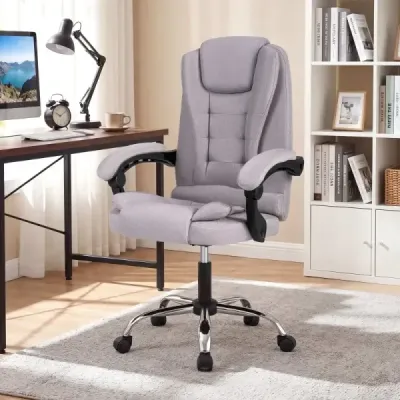 Ergonomická manažerská židle s kolečky, nastavitelná výška sedáku, opěradlo a polstrované područky, šedá