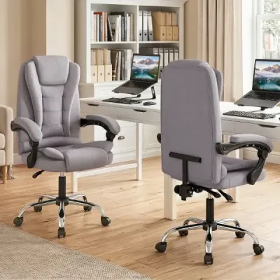 Ergonomická manažerská židle s kolečky, nastavitelná výška sedáku, opěradlo a polstrované područky, šedá