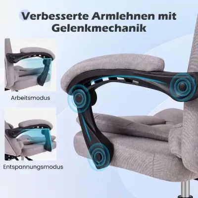 Ergonomická manažerská židle s kolečky, nastavitelná výška sedáku, opěradlo a polstrované područky, šedá
