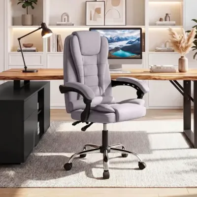 Ergonomická manažerská židle s kolečky, nastavitelná výška sedáku, opěradlo a polstrované područky, šedá