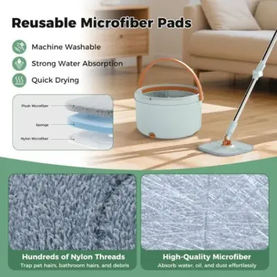 26,5 x 26,5 cm 6dílná sada náhradních hlavic mopu náhradní návlek z mikrovlákna odnímatelný mop šedý