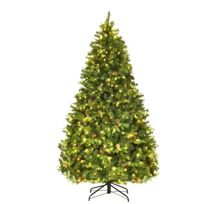 Umělý vánoční stromek s LED pohádkovými světly Vánoční stromek 210/225/240 cm Zelená-210 cm