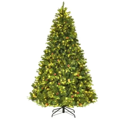 Umělý vánoční stromek s LED pohádkovými světly Vánoční stromek 210/225/240 cm Zelená-225 cm