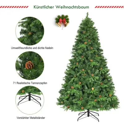 Umělý vánoční stromek s LED pohádkovými světly Vánoční stromek 210/225/240 cm Zelená-225 cm