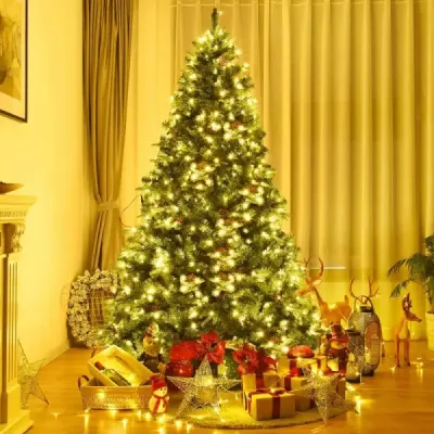 Umělý vánoční stromek s LED pohádkovými světly Vánoční stromek 210/225/240 cm Zelená-225 cm
