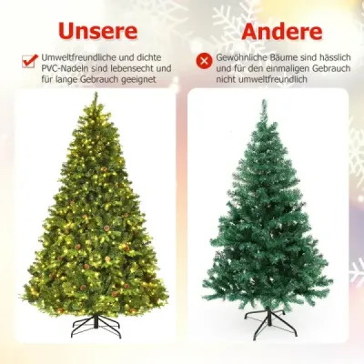 Umělý vánoční stromek s LED pohádkovými světly Vánoční stromek 210/225/240 cm Zelená-225 cm