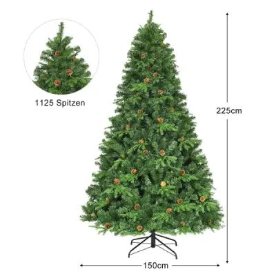 Umělý vánoční stromek s LED pohádkovými světly Vánoční stromek 210/225/240 cm Zelená-225 cm