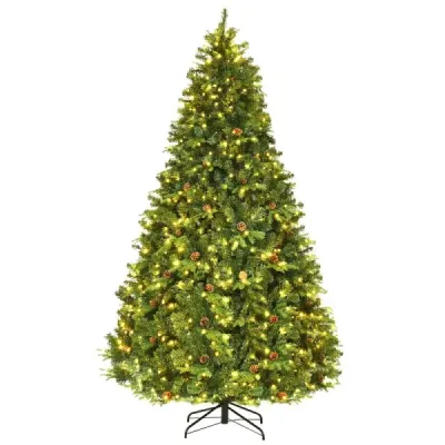 Umělý vánoční stromek s LED pohádkovými světly Vánoční stromek 210/225/240 cm Zelená-240 cm