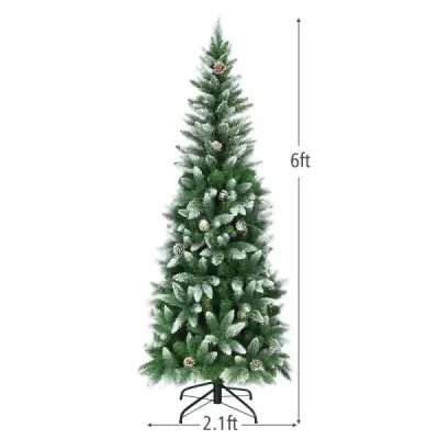 Zasněžený vánoční stromek s kovovým stojanem a 630 špičatými PVC jehlami 180 cm