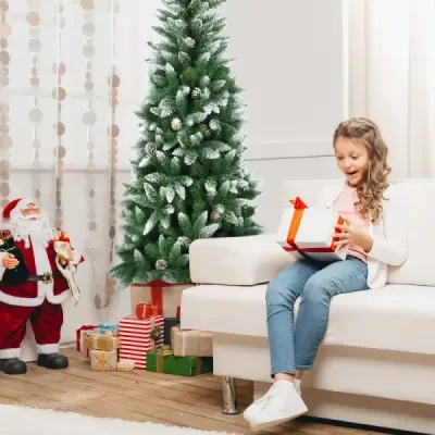 Zasněžený vánoční stromek s kovovým stojanem a 630 špičatými PVC jehlami 180 cm