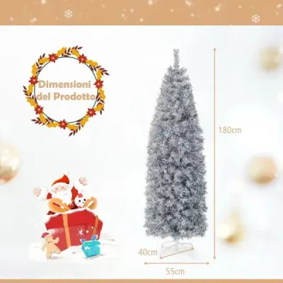 180 cm umělý vánoční stromeček s 250 studenými bílými LED diodami Slim White + Black