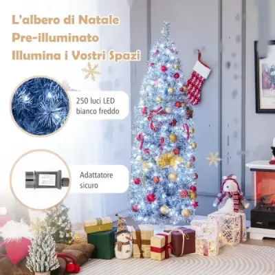 180 cm umělý vánoční stromeček s 250 studenými bílými LED diodami Slim White + Black