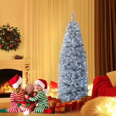 180 cm umělý vánoční stromeček s 250 studenými bílými LED diodami Slim White + Black