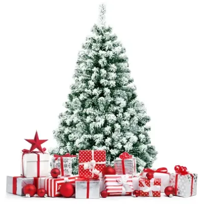 135 cm hoher Künstlicher Weihnachtsbaum Beleuchteter Schneebedeckter Baum mit Metallständer