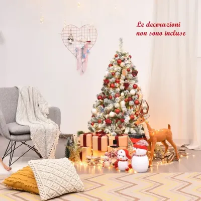 135 cm hoher Künstlicher Weihnachtsbaum Beleuchteter Schneebedeckter Baum mit Metallständer