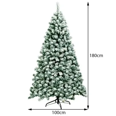 180 cm vysoký umělý vánoční stromek s teplými LED světly Vánoční stromek zelená + bílá