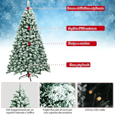 180 cm vysoký umělý vánoční stromek s teplými LED světly Vánoční stromek zelená + bílá