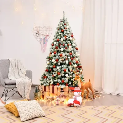 180 cm vysoký umělý vánoční stromek s teplými LED světly Vánoční stromek zelená + bílá