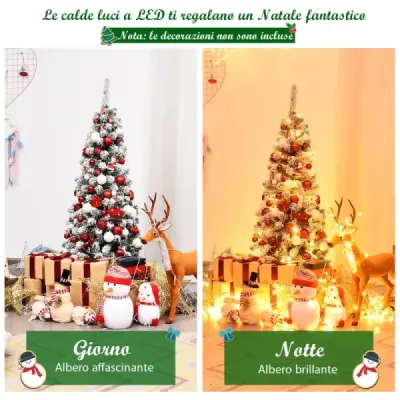 135 cm künstlicher Bleistift-Weihnachtsbaum mit Schnee und 150 LED-Lichtern