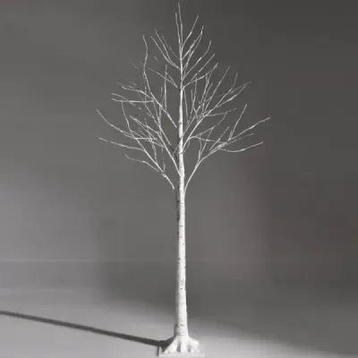 150 cm LED Lichterbaum Birkenbaum mit Warmweißen LED-Leuchten Weiß
