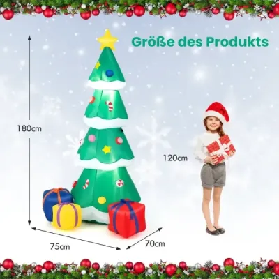 180 cm nafukovací vánoční stromek s dárkovou krabičkou LED vánoční dekorace