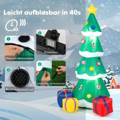 180 cm nafukovací vánoční stromek s dárkovou krabičkou LED vánoční dekorace
