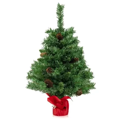 64 cm velký osvětlený mini vánoční stromeček na stůl s 50 LED světly, zelený