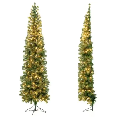 210 cm umělý poloviční vánoční stromek sváteční stromek se 150 LED světly