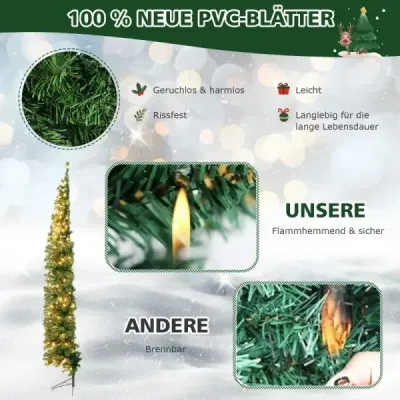210 cm umělý poloviční vánoční stromek sváteční stromek se 150 LED světly