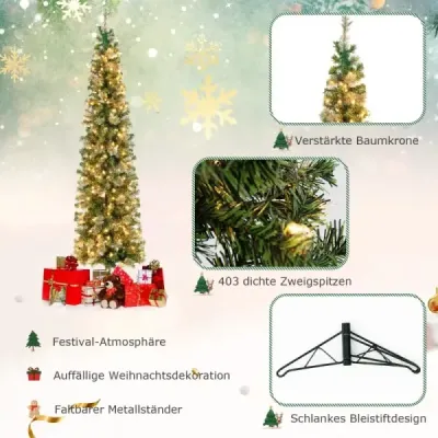 210 cm Pre-Lit Half Tree Vánoční stromek Polovina umělého stromku