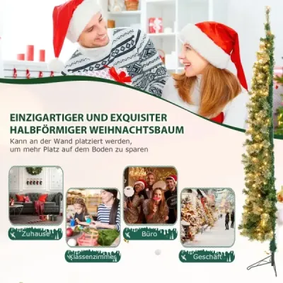 210 cm Pre-Lit Half Tree Vánoční stromek Polovina umělého stromku