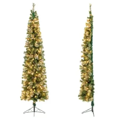 210 cm Pre-Lit Half Tree Vánoční stromek Polovina umělého stromku
