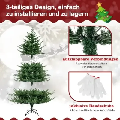 180 cm umělý vánoční stromek s 8 světelnými režimy a 280 teplými bílými LED světly