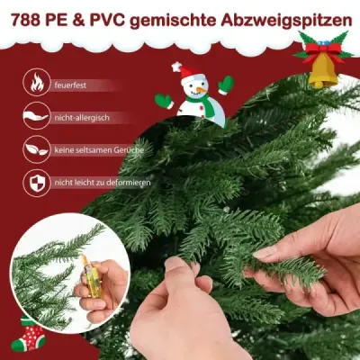 180 cm umělý vánoční stromek s 8 světelnými režimy a 280 teplými bílými LED světly