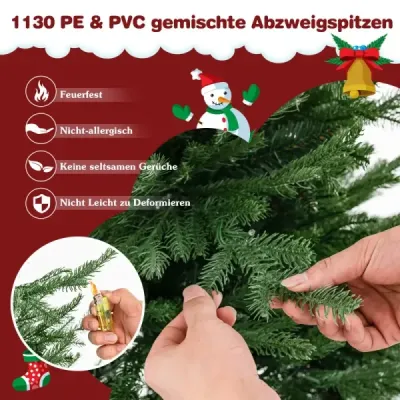 210 cm umělý vánoční stromeček osvětlený sklápěcí vánoční stromeček s 8 světelnými režimy umělý vánoční stromeček zelený