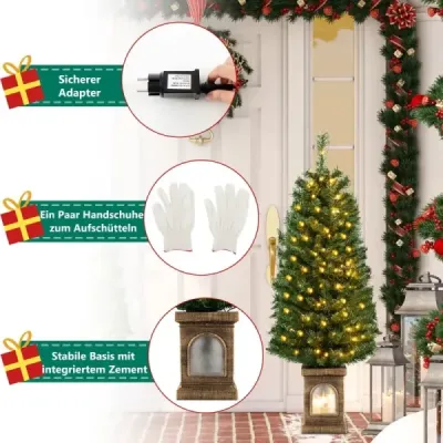 120 cm umělý vánoční stromek v květináči s osvětlením a časovačem Vánoční stromek v květináči