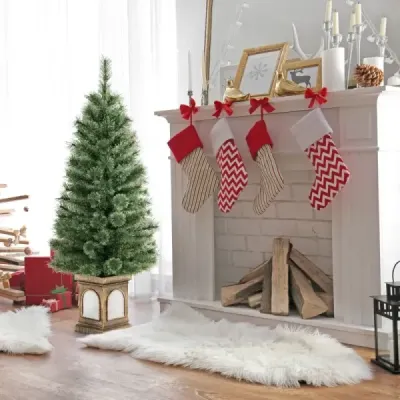 120 cm umělý vánoční stromek v květináči se světly a světly, časovačem a tipy na větve