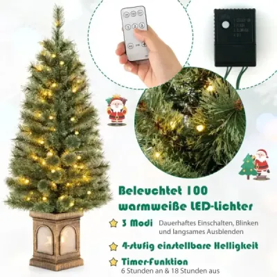 120 cm umělý vánoční stromek v květináči se světly a světly, časovačem a tipy na větve