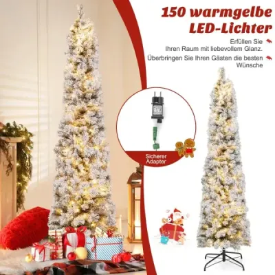 180 cm vánoční stromek Zasněžený vánoční stromek se 150 teplými bílými světly