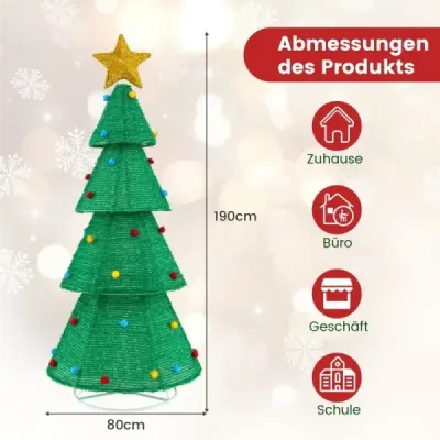 LED umělý vánoční stromek 190cm osvětlený vánoční stromeček s 200 LED světly